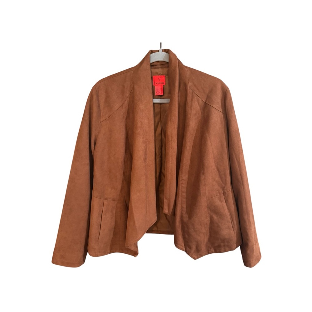 Cristina V Faux Suede Waterfall Jacket Office Professional Western Concert